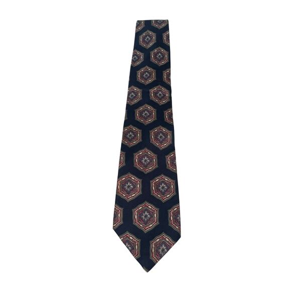 Christian Dior Tie Men’s Blue 100% Silk VTG Geometric Designer Wedding Business - Picture 1 of 3